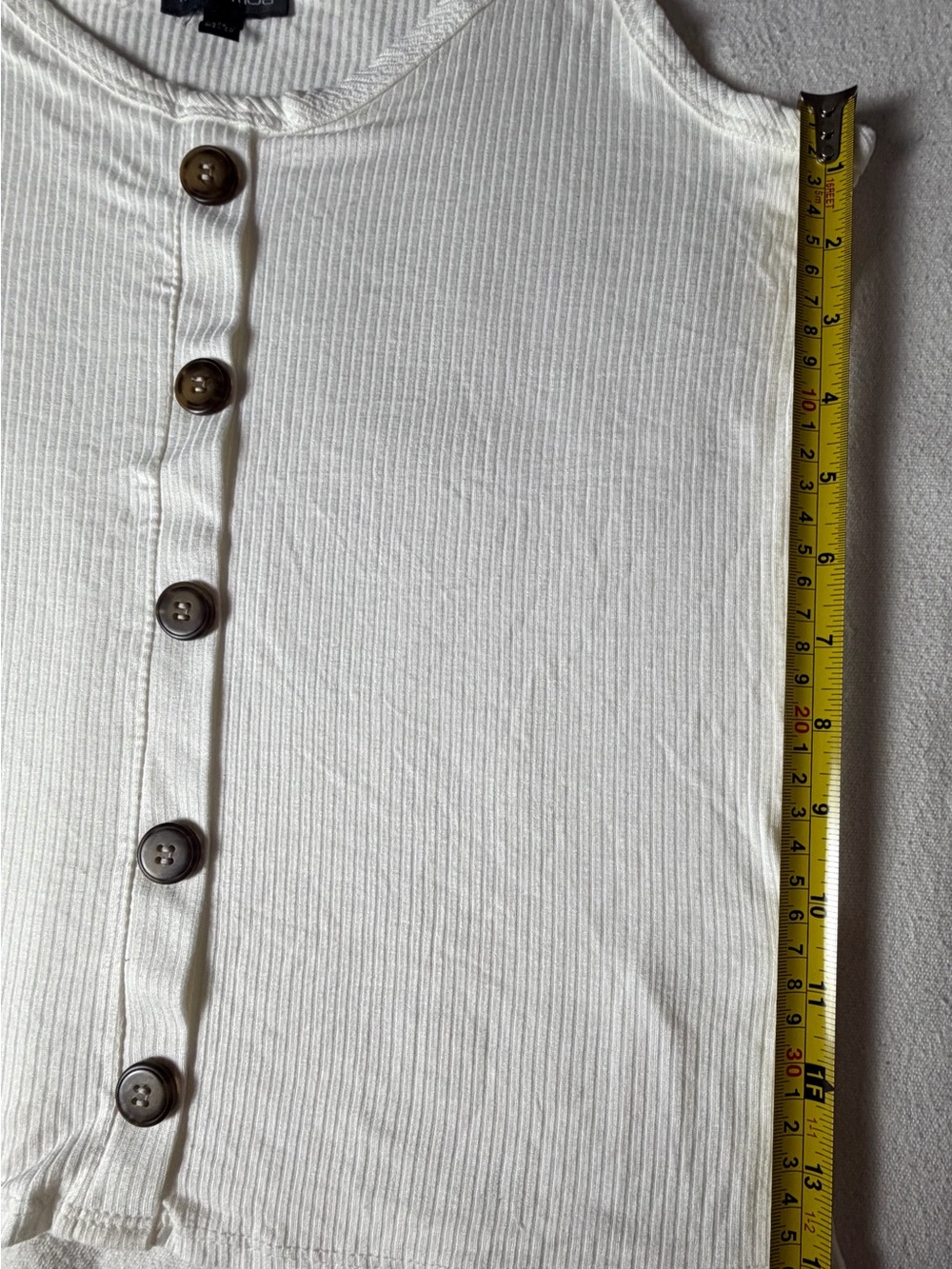 Moa Moa Cream Ribbed Button-Front Tank size large - Picture 6 of 7